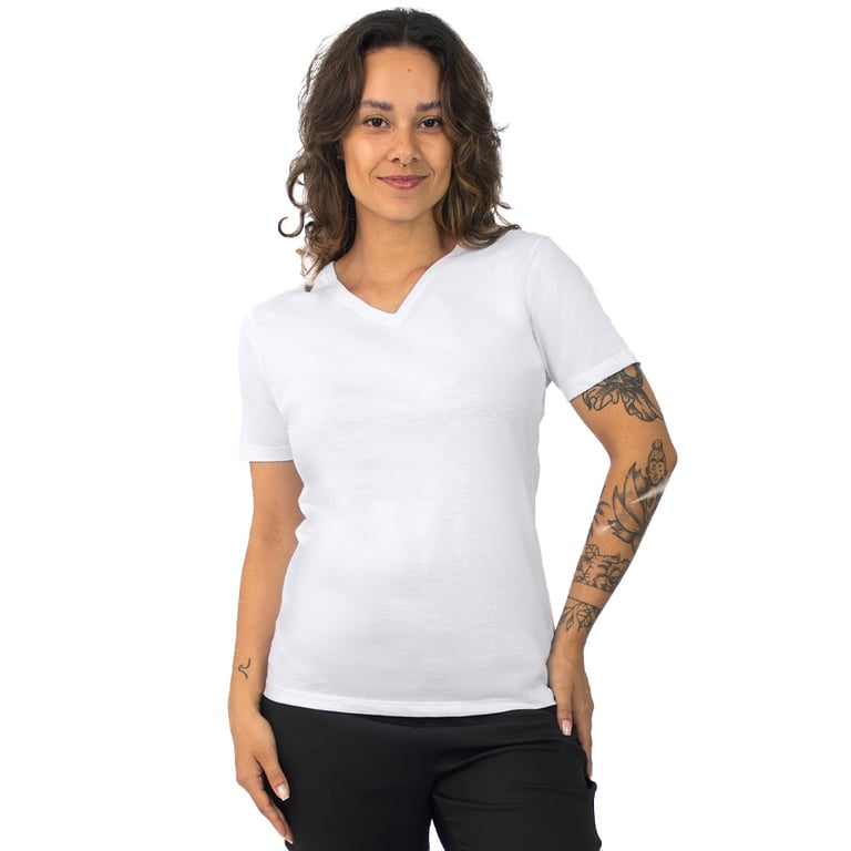 Kit 3 Camisetas Gola V Feminina de Algodão Premium 05