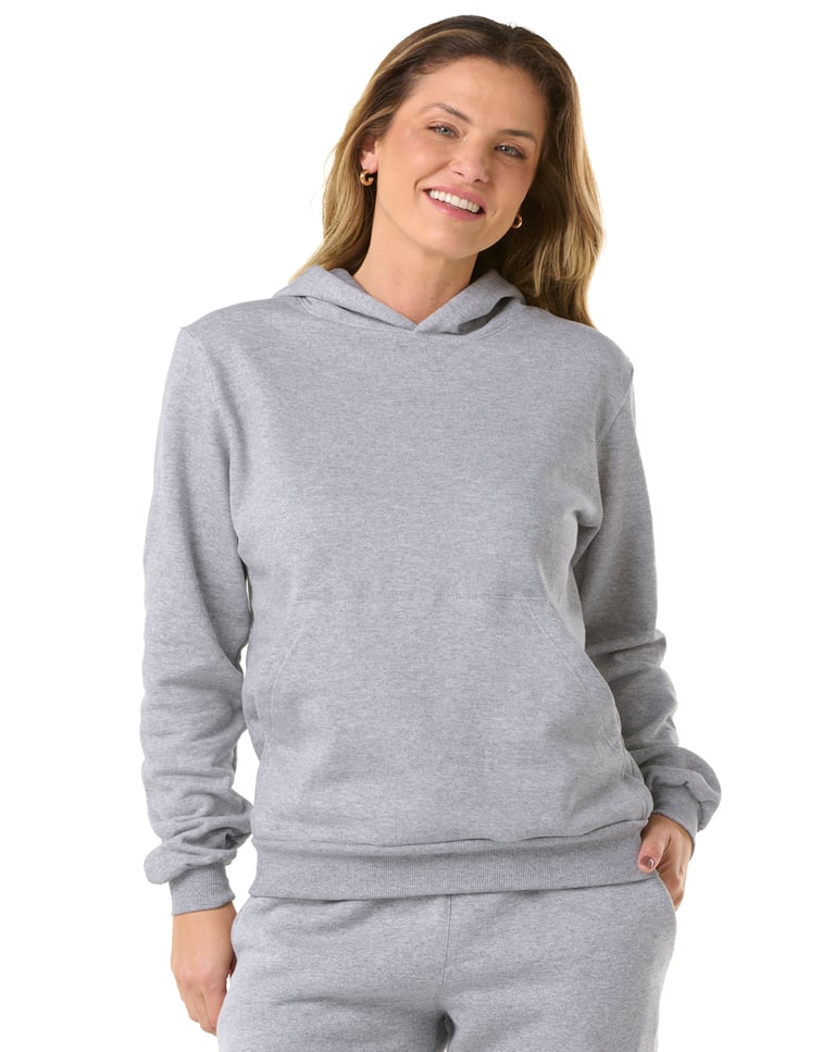 Moletom Canguru com Capuz Feminino Cinza Mescla