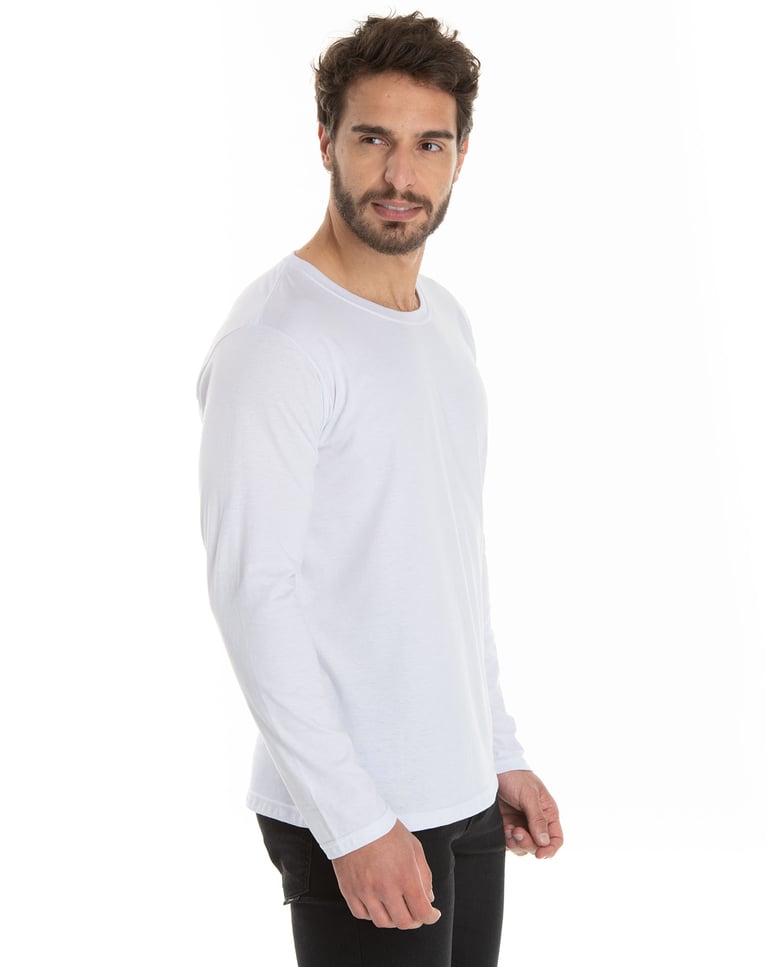 KIT 5 Camisetas Manga Longa de Algodão Premium Branca