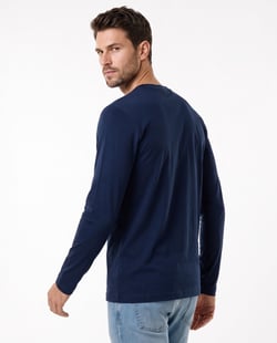 Camiseta Manga Longa de Algodão Premium Azul Marinho