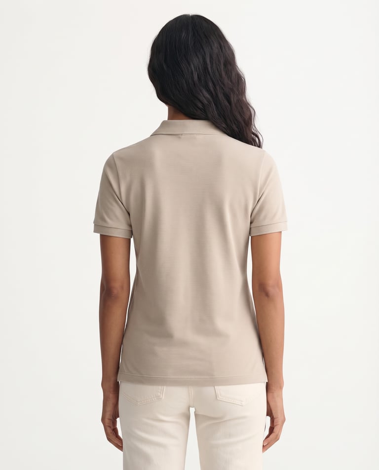Camisa Polo Piquet Feminina Areia