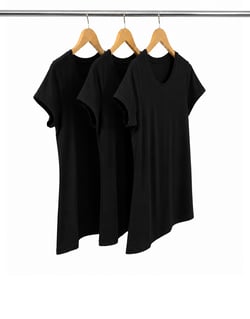 Kit 3 Baby Look de Algodão Premium Pretas