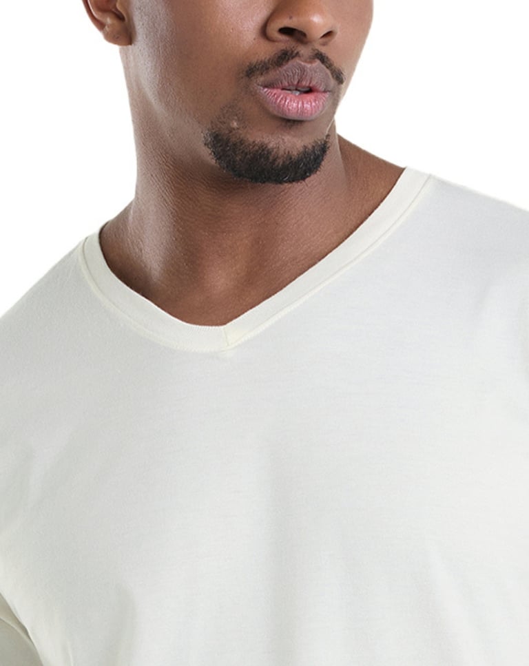 Camiseta Gola V de Algodão Premium Off White