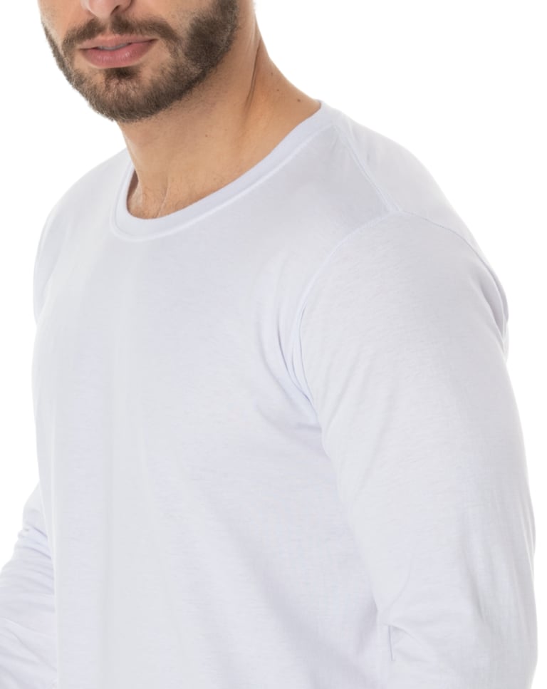 Camiseta Manga Longa de Algodão Premium Branca
