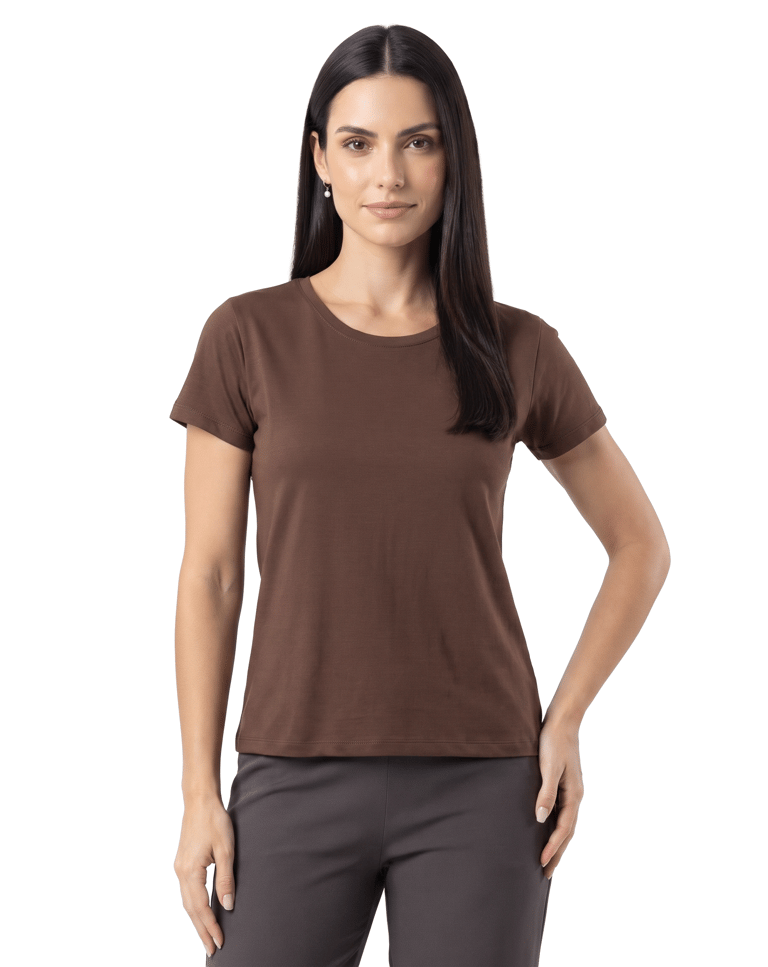 Baby Look de Algodão Premium Marrom