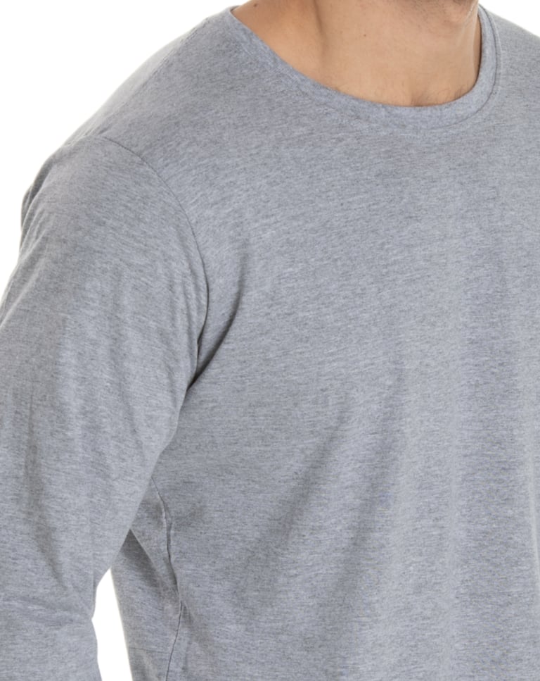 Camiseta Manga Longa de Algodão Premium Cinza Mescla