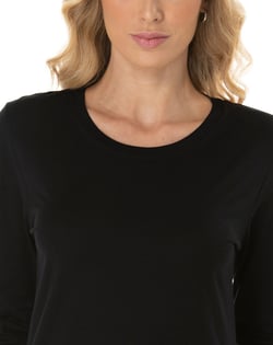 Camiseta Feminina Manga Longa de Algodão Premium Preta