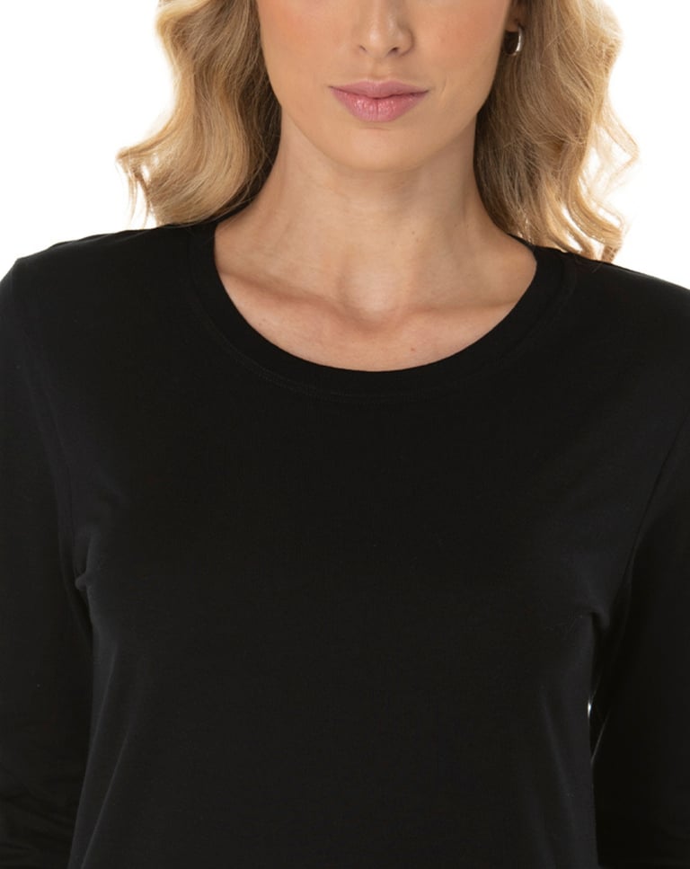 Camiseta Feminina Manga Longa de Algodão Premium Preta