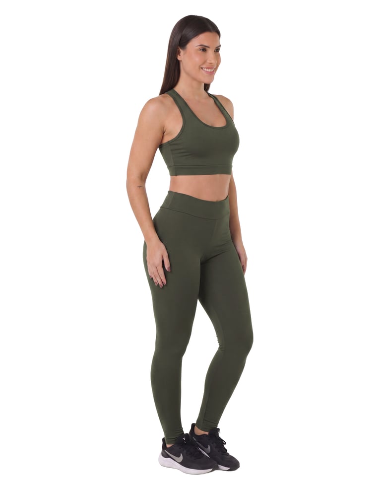 Conjunto Fitness Feminino Verde Fóssil 05