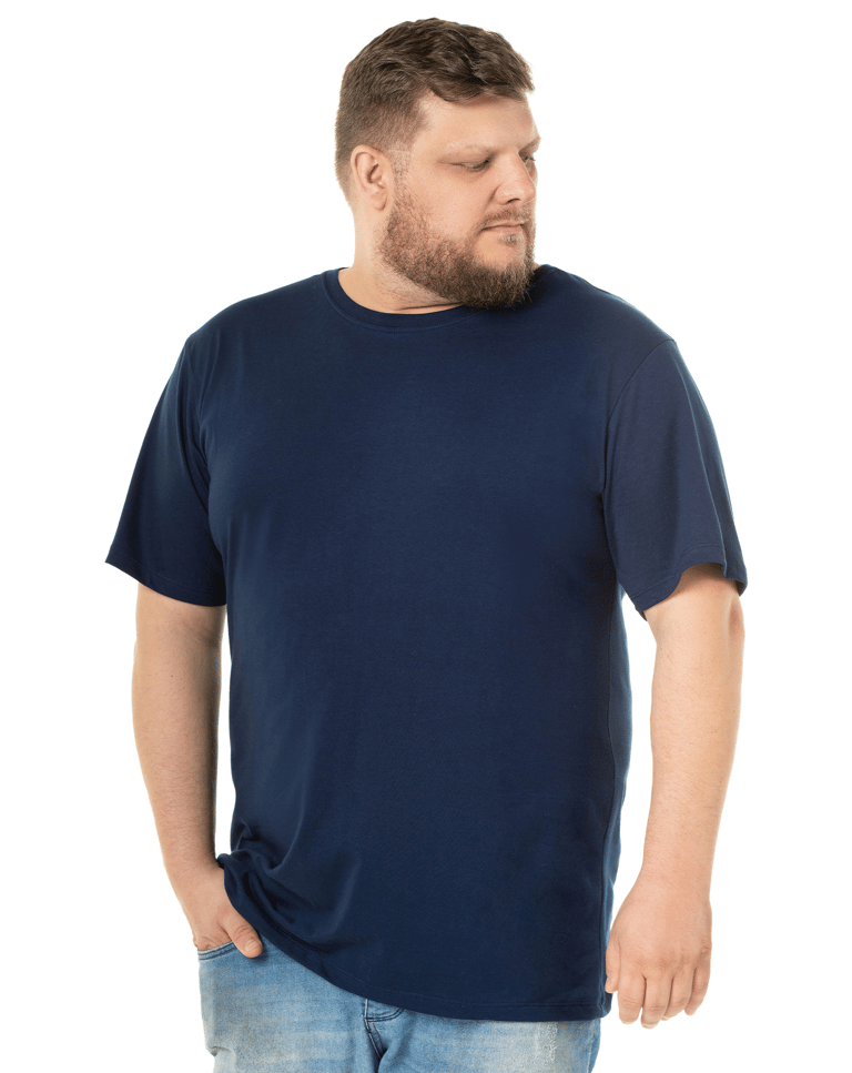 Kit 3 Camisetas Masculinas Plus Size De Algodão Azul Marinho