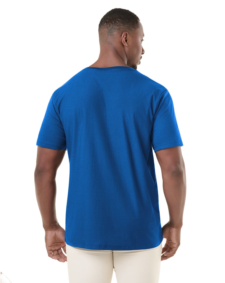Camiseta Gola V de Algodão Premium Azul Royal