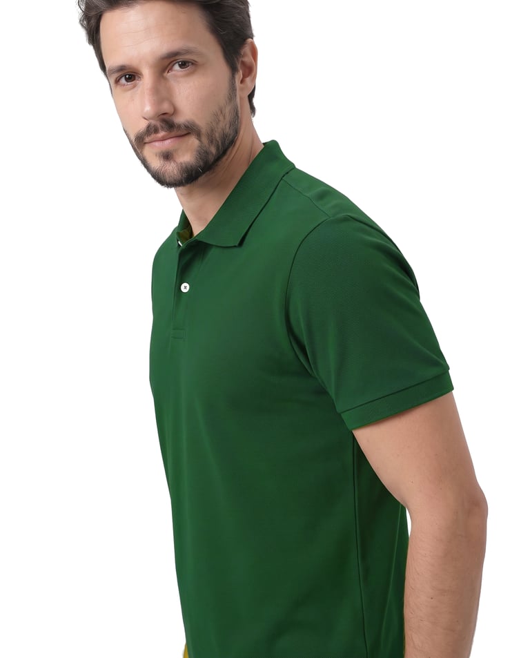 Camisa Polo Piquet Masculina Verde Musgo