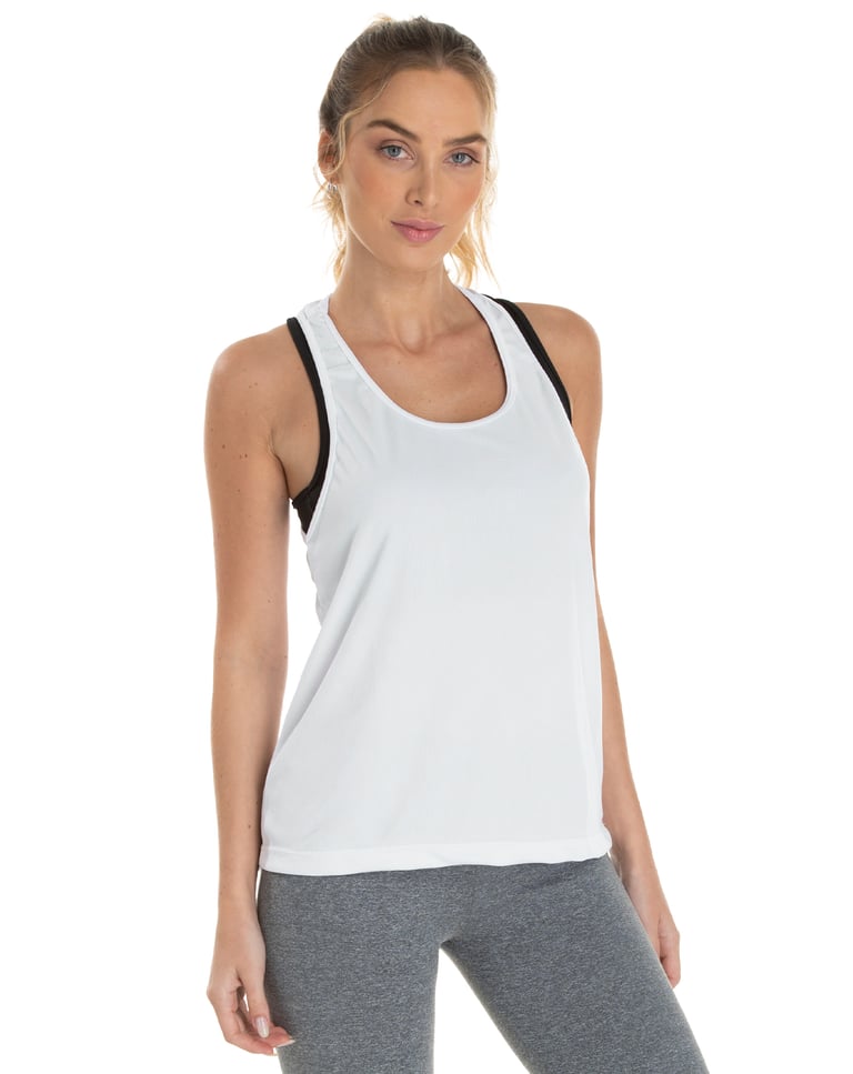 Regata Feminina Dry Fit Branca Proteção UV 30+