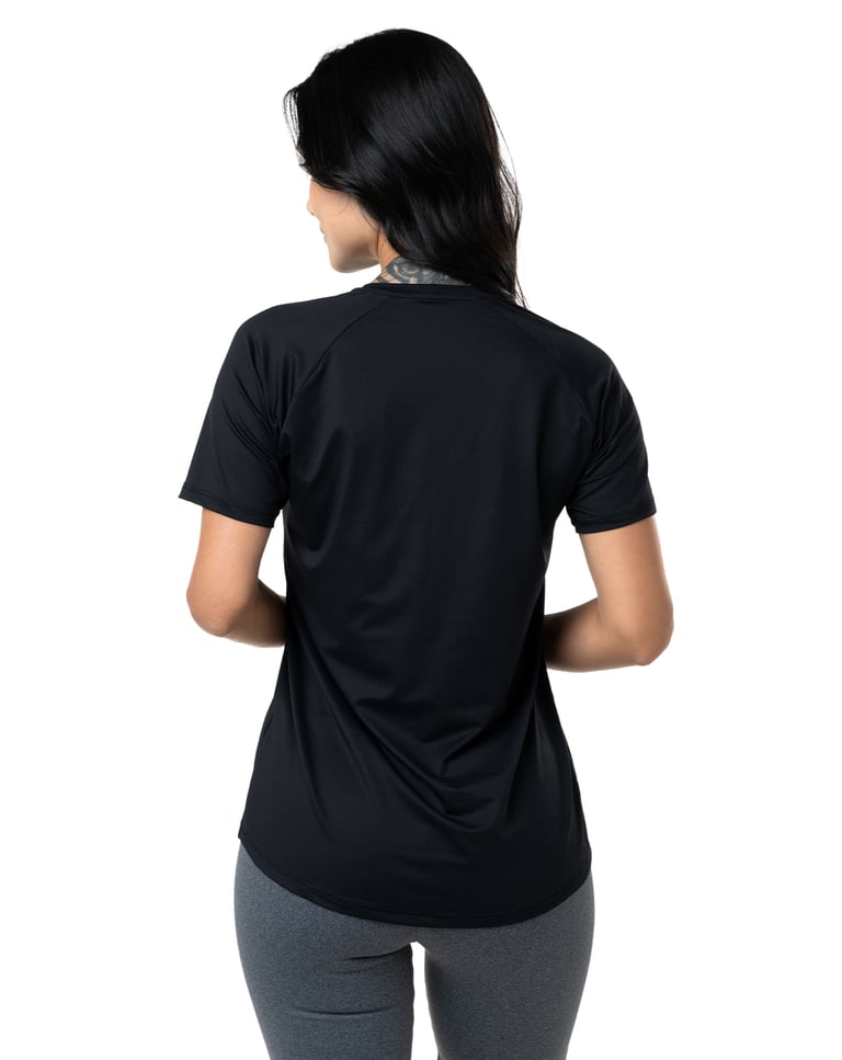Camiseta Feminina Dry Poliamida Raglan Preta