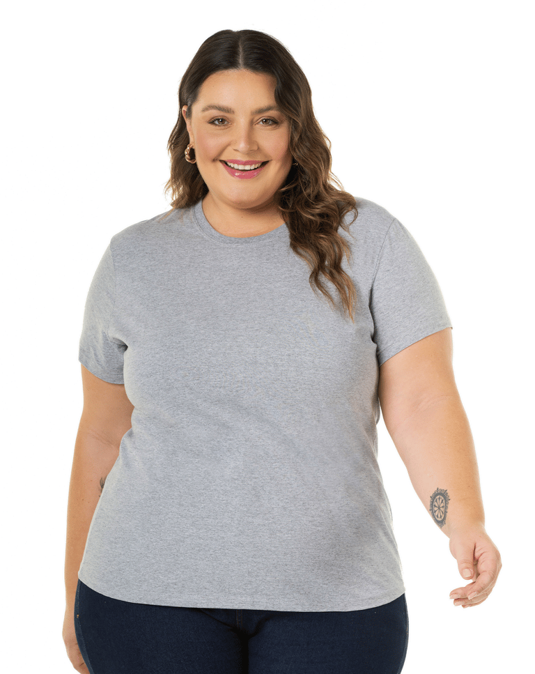 Kit 3 Camisetas Femininas Plus Size de Algodão 8