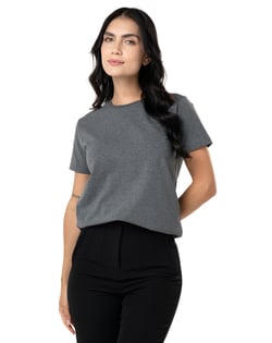 Camiseta de Algodão Egípcio Feminina Mescla Escuro