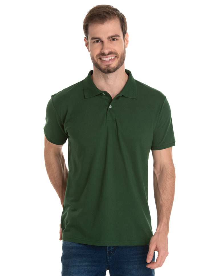 Camisa Polo Piquet Masculina Verde Musgo