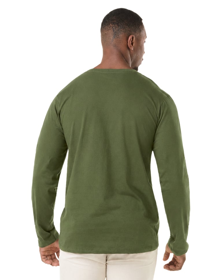 Camiseta Manga Longa de Algodão Premium Verde Militar