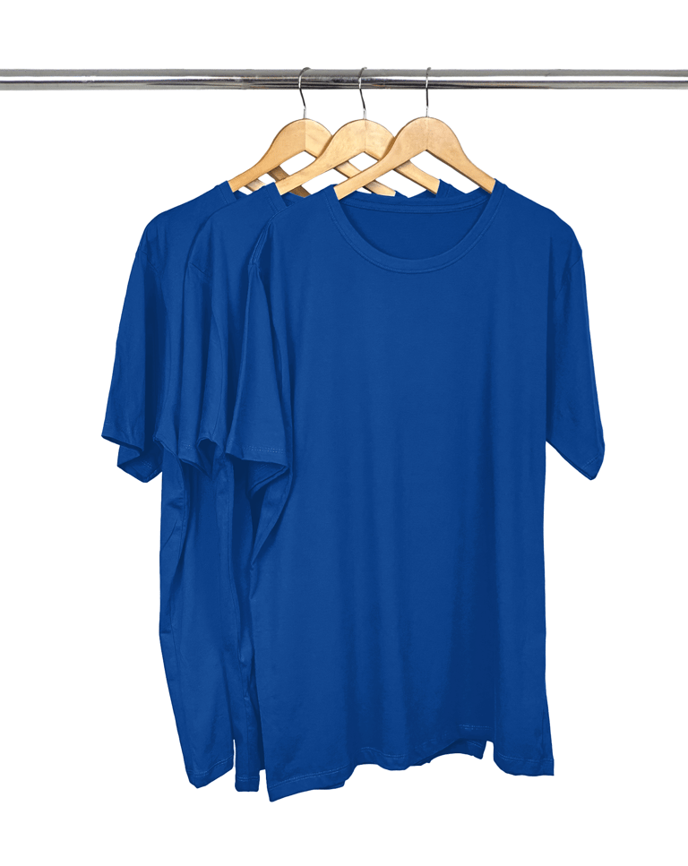 Kit 3 Camisetas Masculinas Plus Size De Algodão Azul Royal