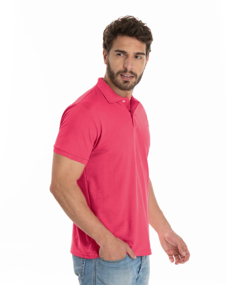 KIT 5 Camisas Polo Piquet Masculina Rosa Pink