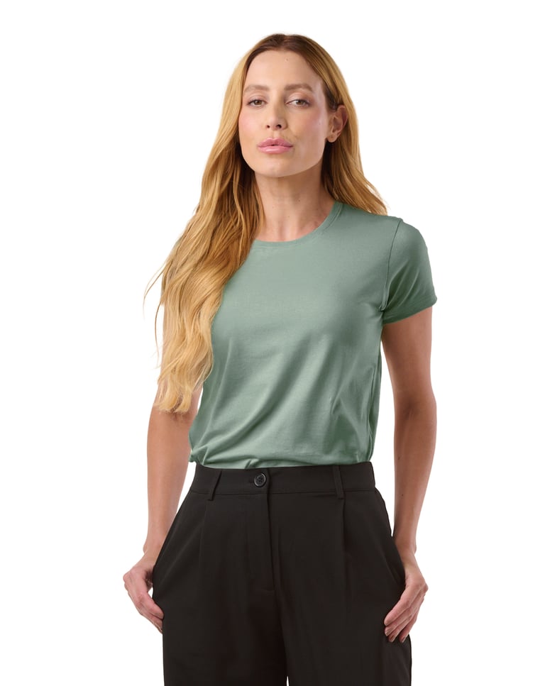 Camiseta de Algodão Egípcio Feminina Verde Sálvia