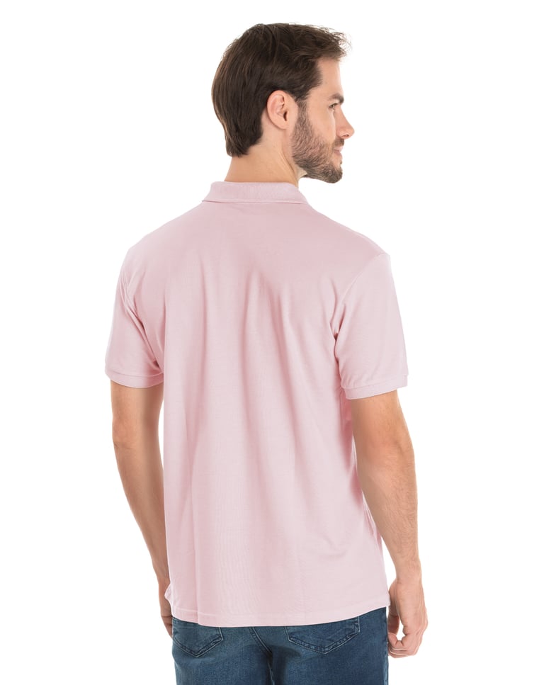 Camisa Polo Piquet Masculina Rosa Claro