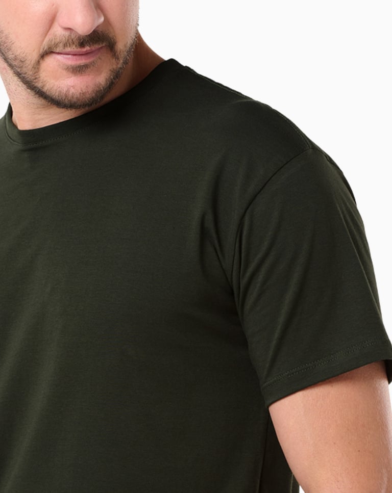 Camiseta de Algodão Egípcio Verde Musgo