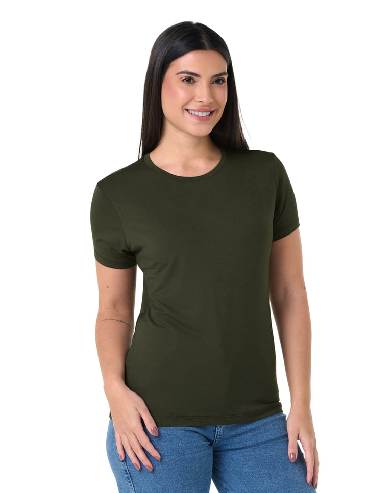 Camiseta Tech Modal Feminina Verde Militar