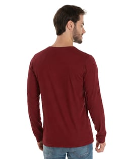 Camiseta Manga Longa de Algodão Premium Bordô