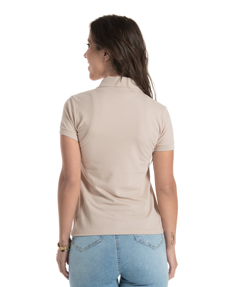 Camisa Polo Piquet Feminina Areia