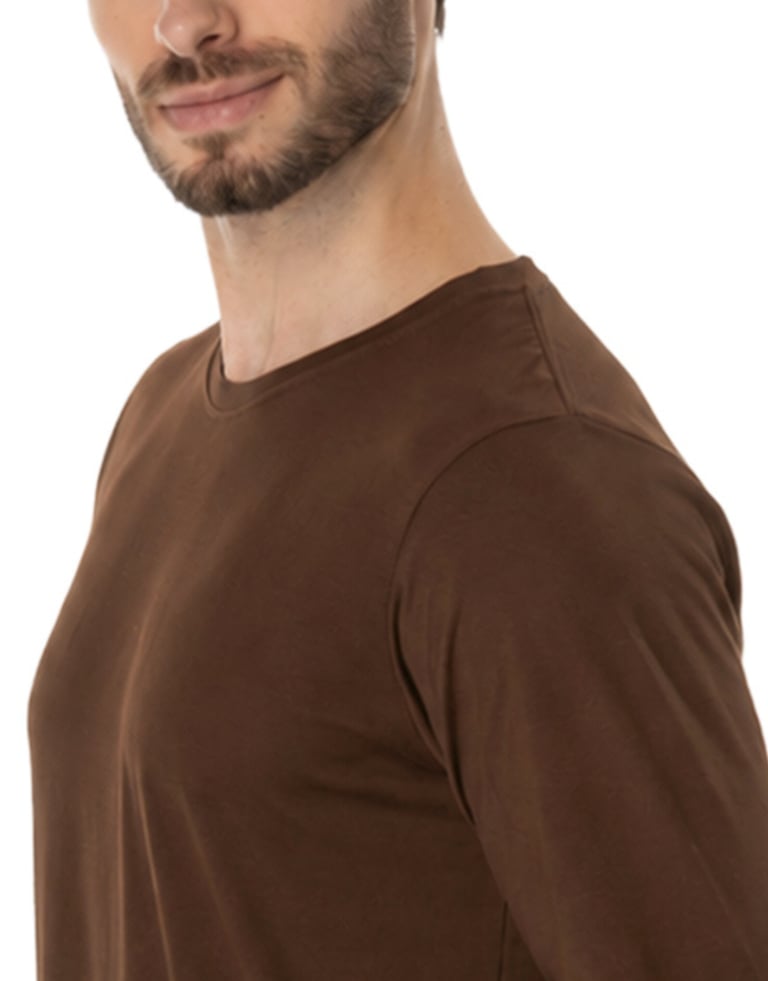 Camiseta Manga Longa de Algodão Premium Marrom
