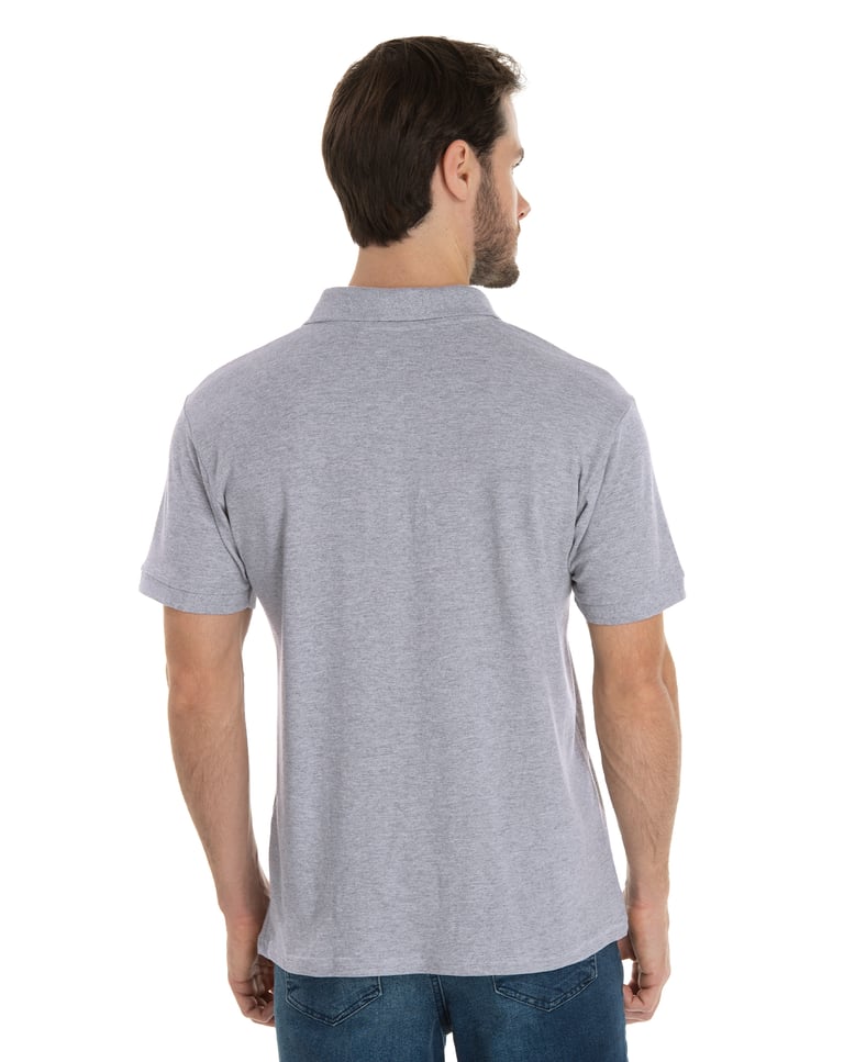 Camisa Polo Piquet Masculina Cinza Mescla