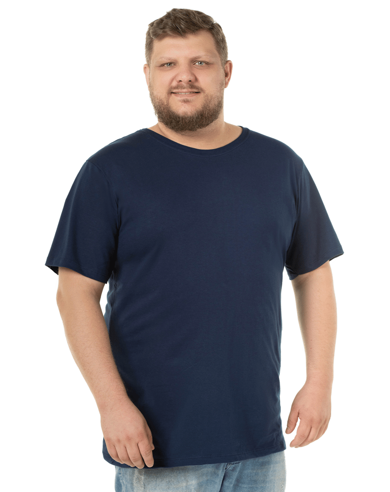 Kit 3 Camisetas Masculinas Plus Size De Algodão Azul Marinho