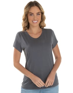 Baby Look de Algodão Premium Cinza Chumbo