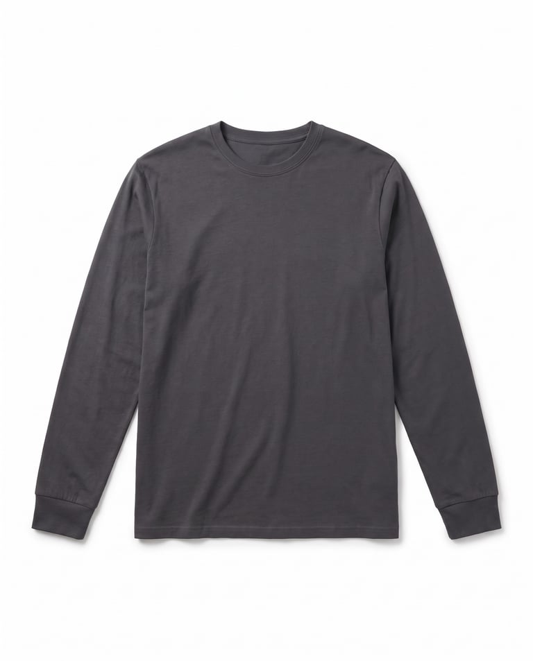 Camiseta Manga Longa de Algodão Premium Cinza Chumbo
