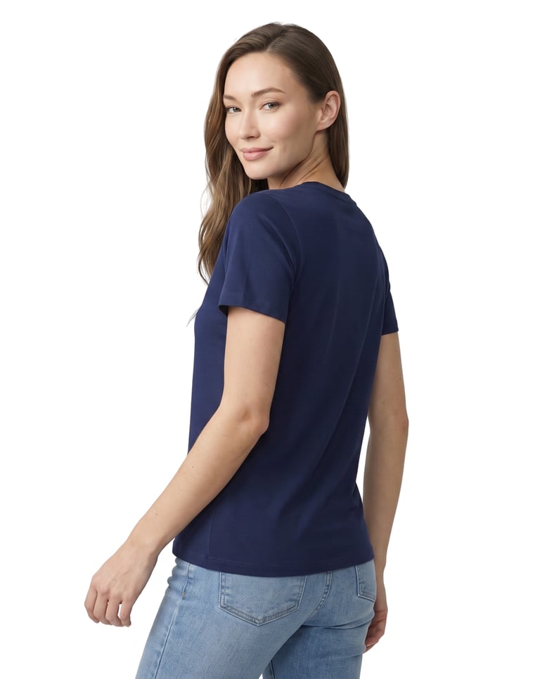 Baby Look de Algodão Premium Azul Marinho