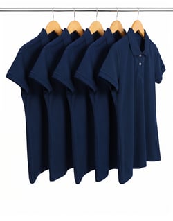 KIT 5 Camisas Polo Piquet Feminina Azul Marinho
