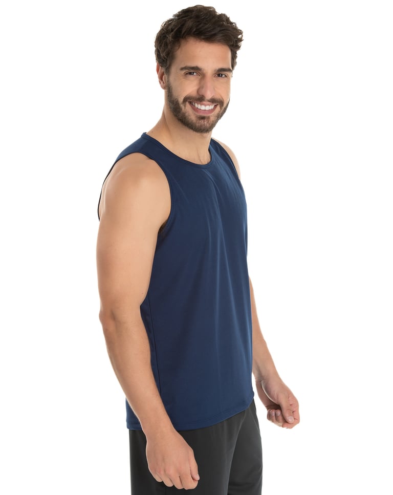 Regata Dry Fit Azul Marinho Proteção UV 30+