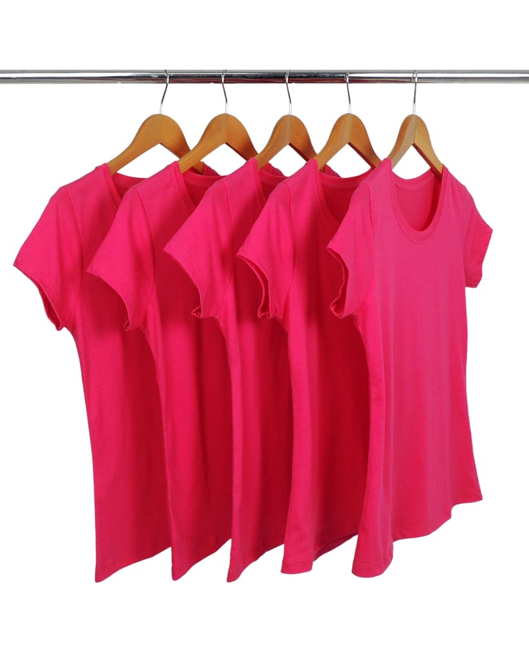 KIT 5 Baby Look de Algodão Premium Rosa Pink