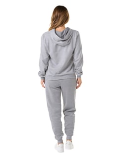 Conjunto Moletom Feminino com Capuz Cinza Mescla 02
