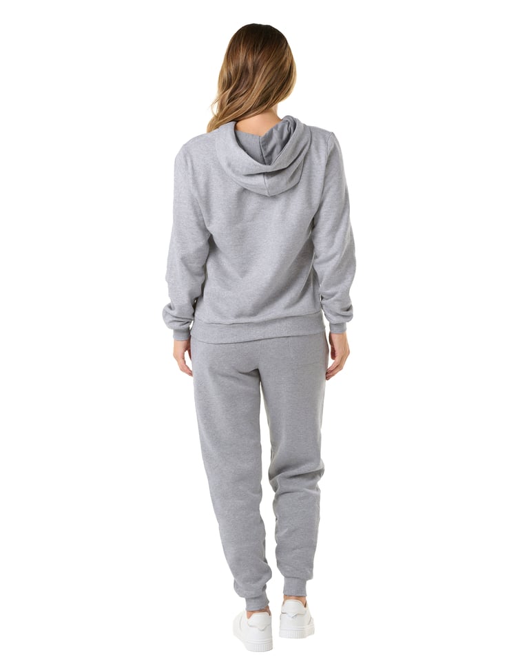 Conjunto Moletom Feminino com Capuz Cinza Mescla 02