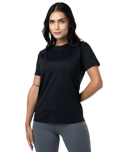 Camiseta Feminina Dry Poliamida Raglan Preta