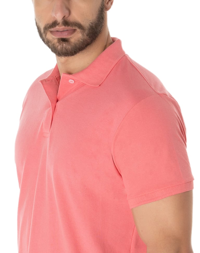 Camisa Polo Piquet Masculina Salmão