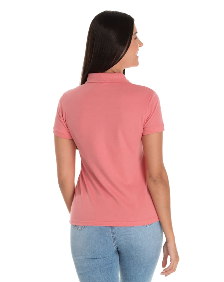 Camisa Polo Piquet Feminina Salmão