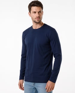 Kit 3 Camisetas Masculinas Manga Longa de Algodão Penteado 01