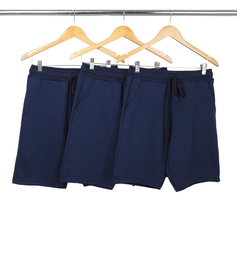 Kit 3 Bermudas de Moletom Azul Marinho Lisa