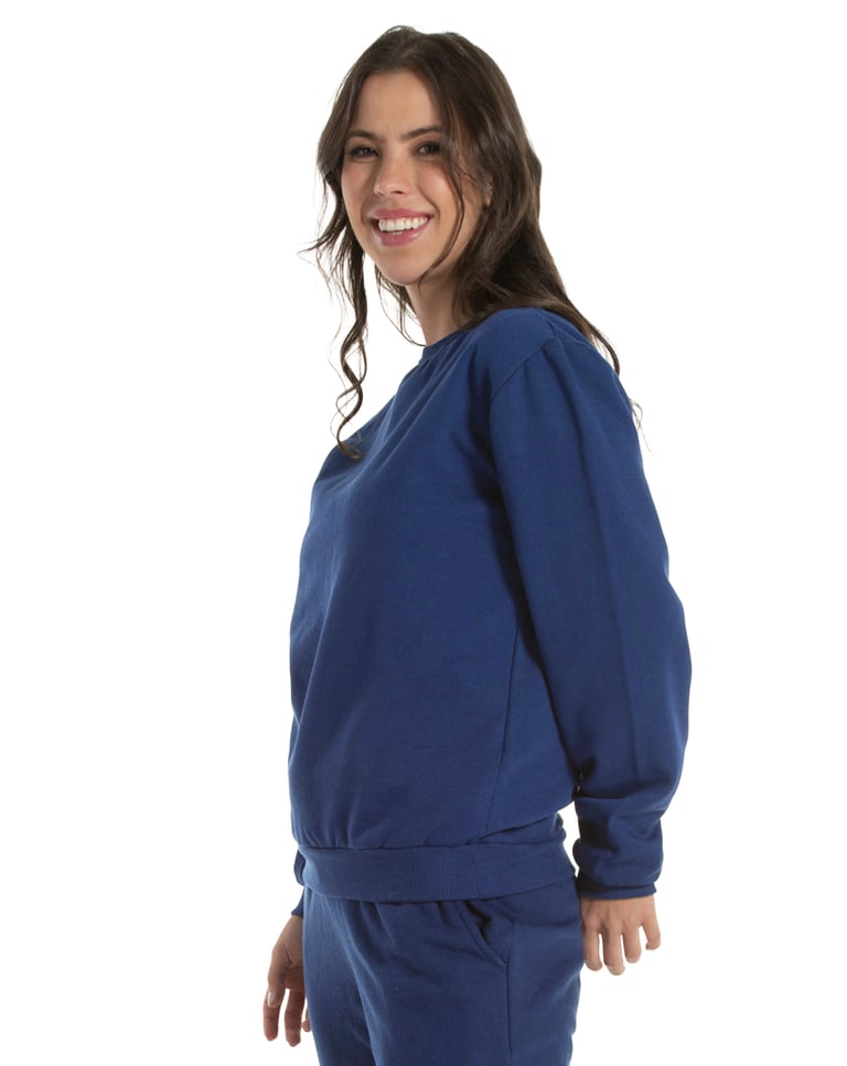 Blusão de Moletom Feminino Azul Marinho 