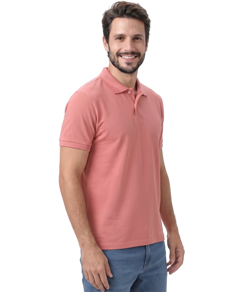 Camisa Polo Piquet Masculina Salmão