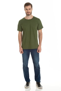 Camiseta de Algodão Premium Verde Militar