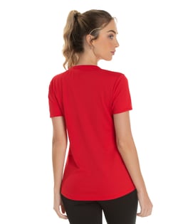Camiseta Feminina Dry Fit Vermelha Proteção UV 30+